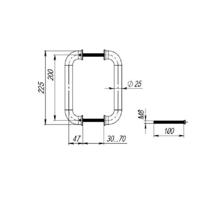 PH-21-25/200-INOX handle, stainless steel 201-2