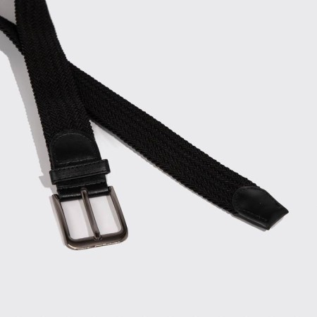 Male belt, width 4 cm, metal buckle, black color-1