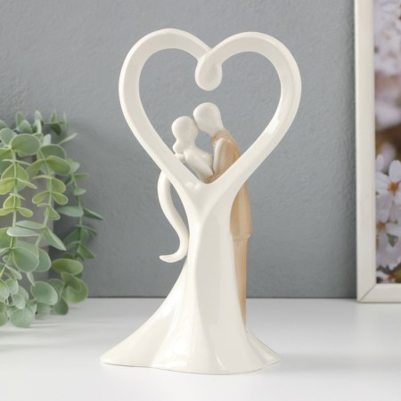 Souvenir Ceramics Light "Abstraction. Lovers, Kiss at a large heart" 11x8.5x20.5 cm-3