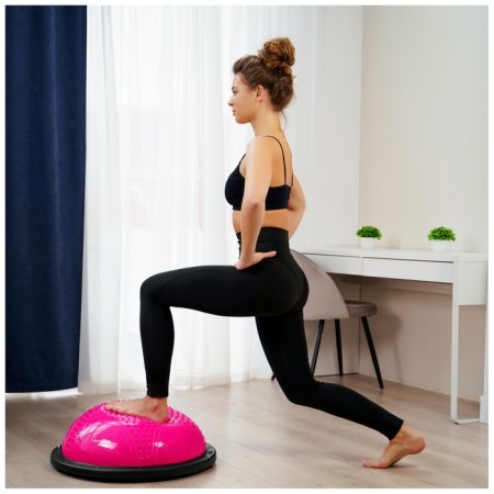 Half -sphere BOSU gymnastic onlytop, massage, with a pump, 55x25 cm, pink color-6