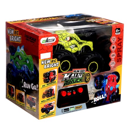 Fin-controlled car, radio-controlled, works on the battery, light effects, smoke effect, green color-11