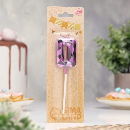 Candle for the Cake "Diamond, number" 0 ", purple metallic-1