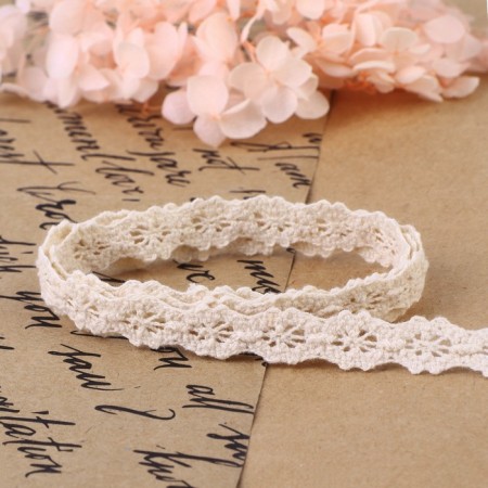 Knitted lace, 12 mm × 15 ± 1 m, beige color-2