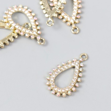 Decor for creativity metal, rhinestones "drop" gold 1.6x2.7 cm