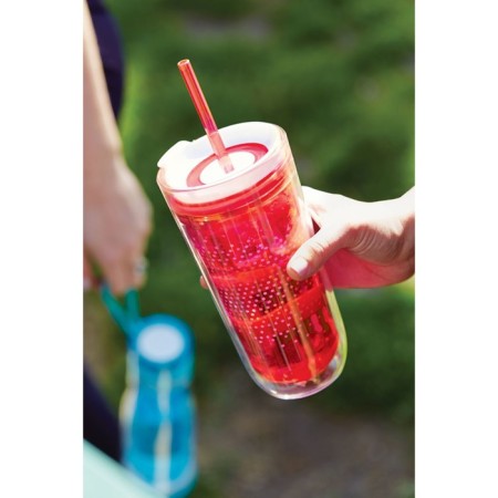 A glass with double walls Travel, red-1