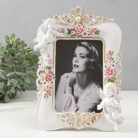 Photo frame Polystone 10x15 cm "Angels" white, rhinestones 24x16.5 cm