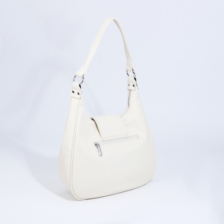 Lurch bag with lightning, external pocket, long belt, white color-2