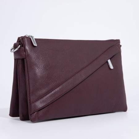 Cross-Bodi bag with zipper, burgundy color-2