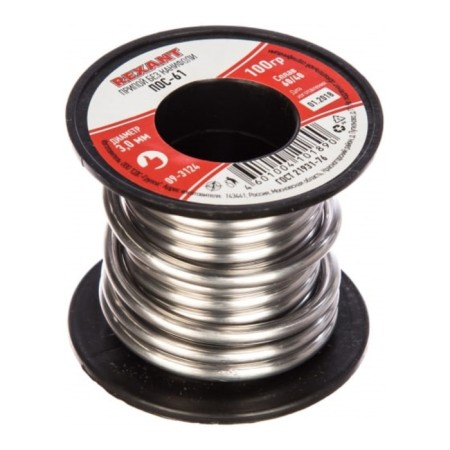 Solder without rosin Rexant, 100 g, d = 3 mm, tin 61%, lead 39%