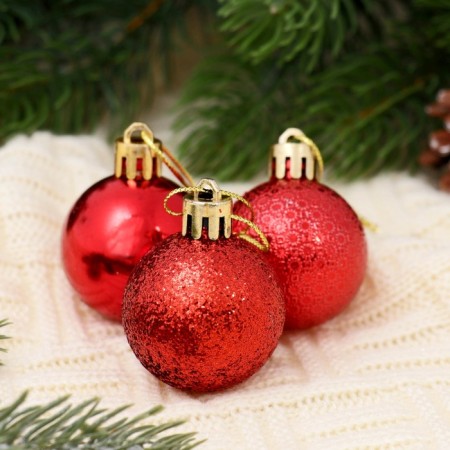 Set of balls plastic D-4 cm, 12 pcs "Andante" red