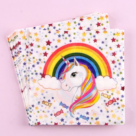 Paper napkins “Unicorn and Rainbow”, 33x33 cm, set of 20 pcs.-1