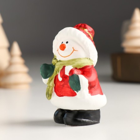Souvenir Ceramics "Snowman with a wreath/candy" MIX 3.8x3.5x6.5 cm-4