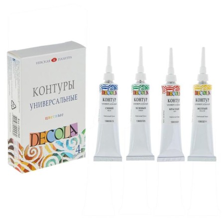 The circuit is universal, set 4 colors x 18 ml, ZHK Decola, blue, green, yellow, red, 13641560