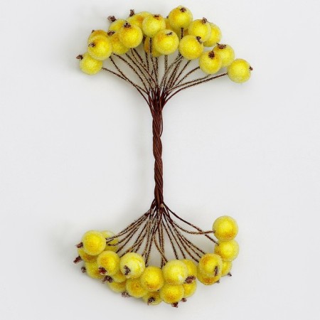 Decorative berries, yellow, 7 × 6 × 7 cm, 40 berries-3