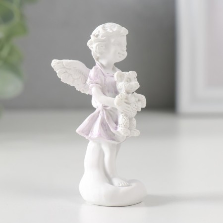 Polystone souvenir "Snowty angel in color toga with a bear" 7.2x3.5x2.8 cm-1