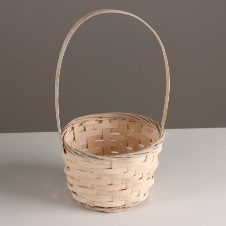 Basket woven, D16x10xh32cm, white, bamboo
