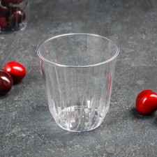 A glass of plastic disposable 