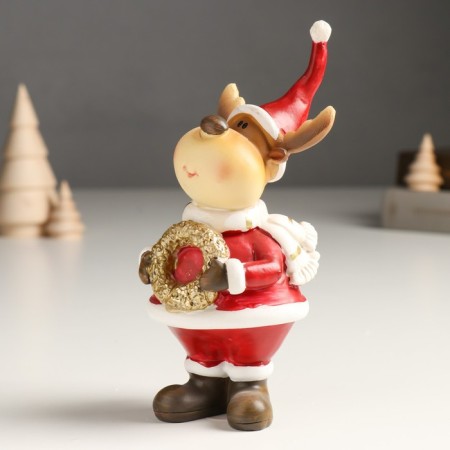 Polystone souvenir "Losik in red caftan and cap, with a golden wreath" 8x6x16.5 cm-3