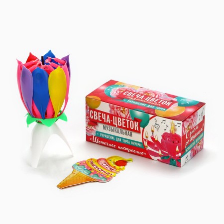 Candle for Cake Musical "Tulip", multi -colored-2