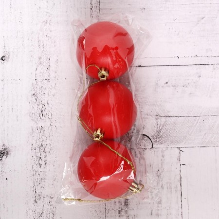 Set of balls plastic D-5.5 cm, 3 pcs "matte" red-2