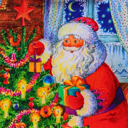 New Year. Gift package "Santa Claus at the Christmas tree", 11.5 x 14.5 x 6.5 cm.-2