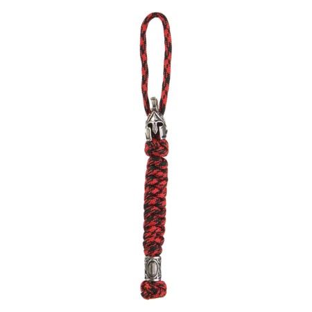 A keychain is a launcher for a spartan knife from a paracord, red, bead - silver-1