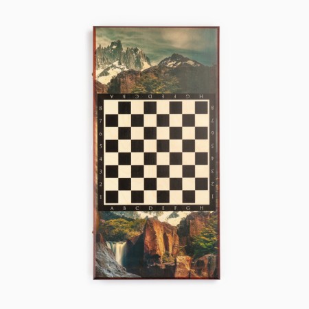 Backgammon "lion", wooden board 60 x 60 cm, with a field for playing checkers-1