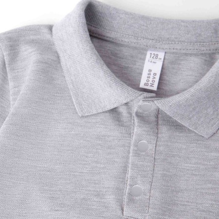 Longsliv-Polo for boys, height 152 cm, color gray melange-3