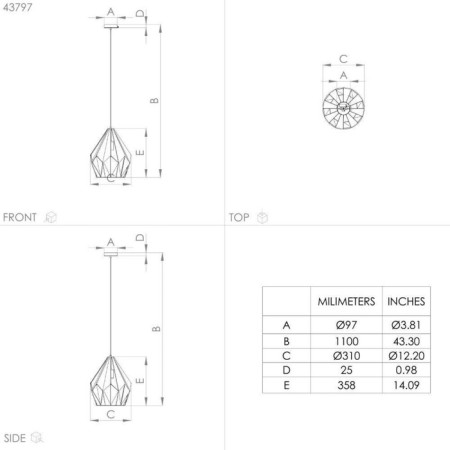 CARLTON chandelier, 1x60W E27-5