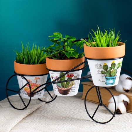 Set of Kashpo "Bicycle" 3pcs, on a stand, 9x9cm