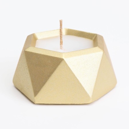 Candle "Hexagon. Marble" in the candlestick of gypsum is small, 7x3.5cm, gold-1