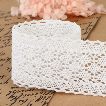 Knitted lace, 50 mm × 10 ± 1 m, white color-2