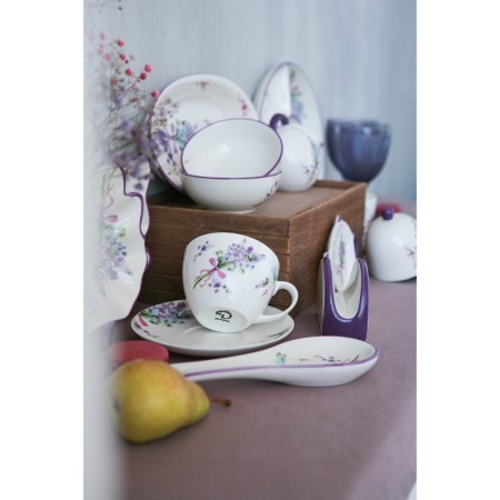 Service Porcelain Tea Daulay "Lavender", 12 objects: 6 cups 250 ml, 6 saucer d = 15 cm, white color-9