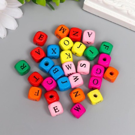Beads for creativity tree "Alphabet on cubes" set of 30 pcs 1x1 cm