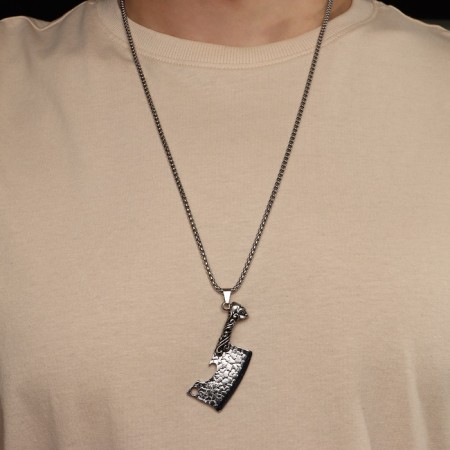 Pompeii-pompolet pendant, color in black silver, 70 cm-1