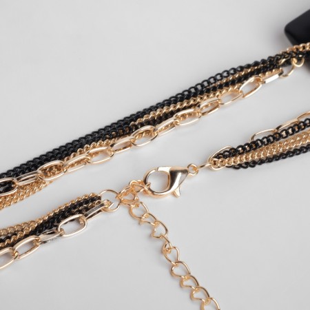 Set 2 objects: earrings, unison beads rectangles, black color in gold, 80cm-2