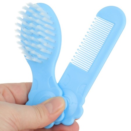 Hair care kit: comb and brush "Flower", Blue Color