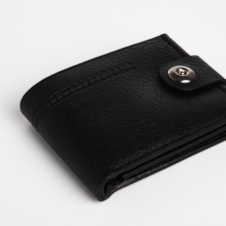 Male purse for magnet, department for bills, for maps, for coins, black color-2