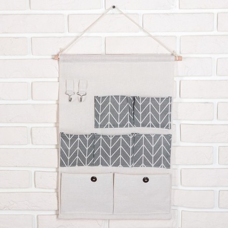 ORGANIZER OF SUBSTANCE with pockets "Zigzag", 7 departments, 49 × 35 cm, color gray color