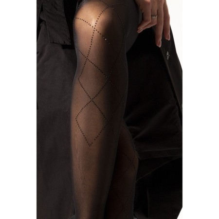 Women's tights "Black rhinestones", black color, size m-6