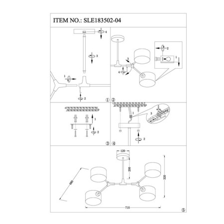 Ceiling EVOLUCE lamp. Sle183502-04. Gemento. 4x60 W, E14, 68x71.5x32 cm, white color-12