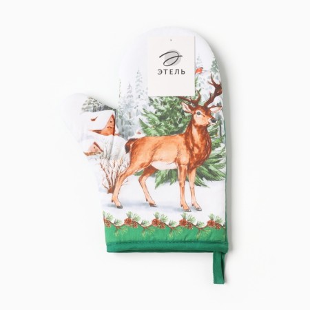 Mittens-Open "New Year's Forest" 20x28cm, sarzha, 100% x/l, Vatin 250g/m2-3