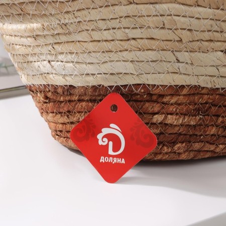 Basket for storage of handmade lauded “Teri”, with handles, 40 × 24 × 12 cm, brown color-5