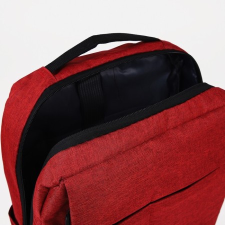 Male backpack on a zipper, 4 outer pockets, with USB, burgundy color-5