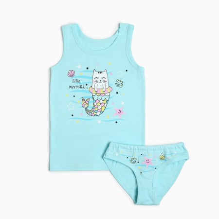 Комплект для девочки (майка, трусы), цвет голубой, рост 116-122 см