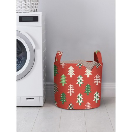 Basket for storage of things "Scandinavian Christmas trees", size 35x35 cm