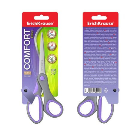 Scissors Erichkrause Comfort, 18 cm, handles with anti -slip rubber inserts, mix-4