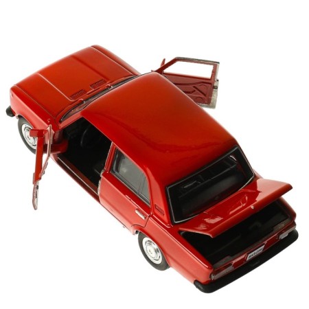 Metal machine "VAZ -2101", retro - model "Kopeika", doors, trunk, inertia, 12 cm, red are opened-5