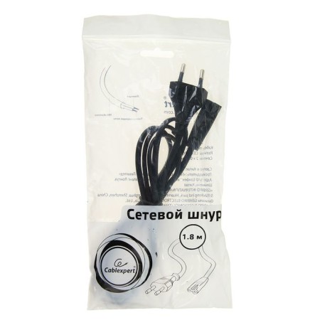 Power cable Cablexpert PC-184/2-1.8m, CEE 7/16-C7, 2-PIN, 2.5 A, 1.8 m, black-2