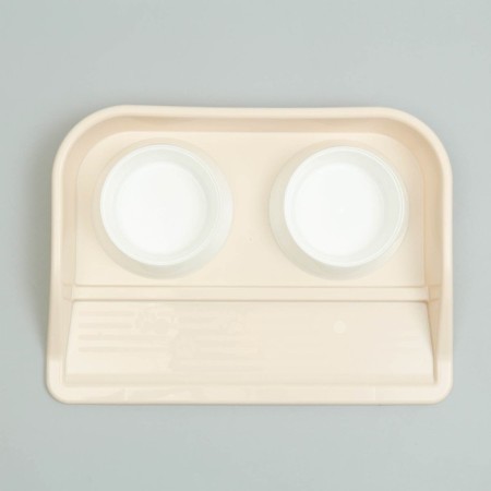 MISKS WITH BOOK "Felix" 0.3 l, 41 x 30 x 6 cm, beige tray, white bowls-2